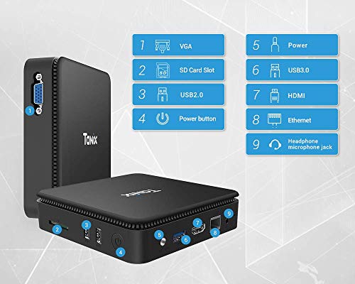Mini PC Windows 10 Pro Intel Atom x5-Z8350 Procesador 4GB RAM 64GB eMMC, WiFi Dual 2.4G/5.8G Ordenador de Escritorio,Equipado con una Velocidad de 1000Mbps LAN,BT4.2,4K HDMI+VGA Pantalla Dual
