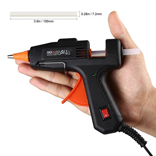 Mini pistola de silicona, Tacklife GGO20AC Pistola de Pegar 20W con 50 barritas, alta temperatura, gatillo flexible, para proyectos de bricolaje y manualidades