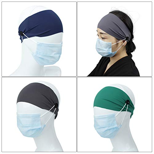 Minkissy 6Pcs Diademas Deportivas Anchas Elástico Sudor Absorbente Transpirable Botón Diademas Diadema Turbante Headwear para Entrenamiento Yoga Correr Y Estilo Atlético 2