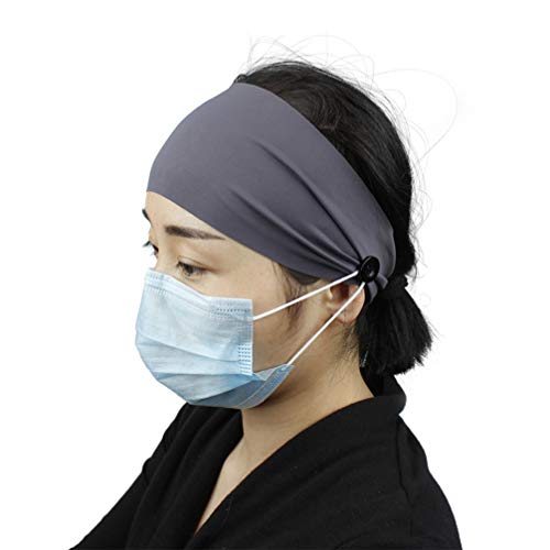 Minkissy 6Pcs Diademas Deportivas Anchas Elástico Sudor Absorbente Transpirable Botón Diademas Diadema Turbante Headwear para Entrenamiento Yoga Correr Y Estilo Atlético 2