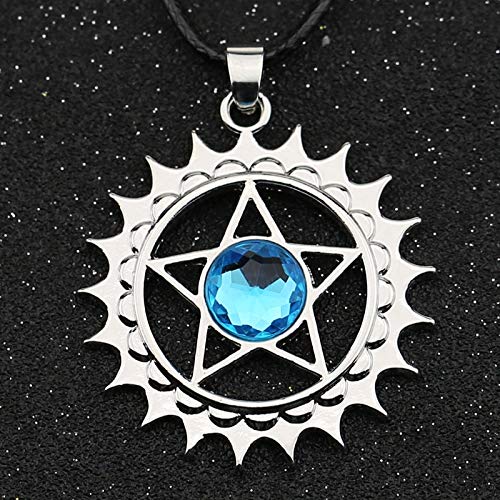 MINTUAN Collar de mayordomo Negro Kuroshitsuji Sebastian Ciel Pentáculo Pentagrama Estrella Logotipo Colgante de Cristal Moda Anime Joyería