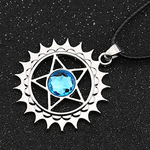 MINTUAN Collar de mayordomo Negro Kuroshitsuji Sebastian Ciel Pentáculo Pentagrama Estrella Logotipo Colgante de Cristal Moda Anime Joyería