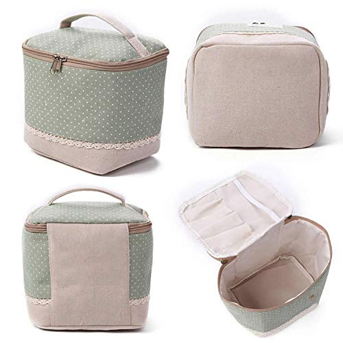 Minyu-cosmetic bagsBolsa de maquillaje casual multifunción de lino para viaje, organizador de cosméticos, bolsa de almacenamiento con cremallera, Rojo, Rojo,