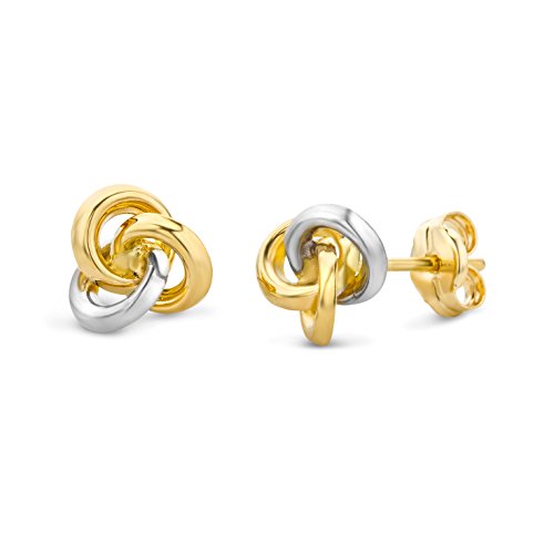 Miore Pendientes para mujer, bicolor, oro amarillo y oro blanco, 14 Kt/585
