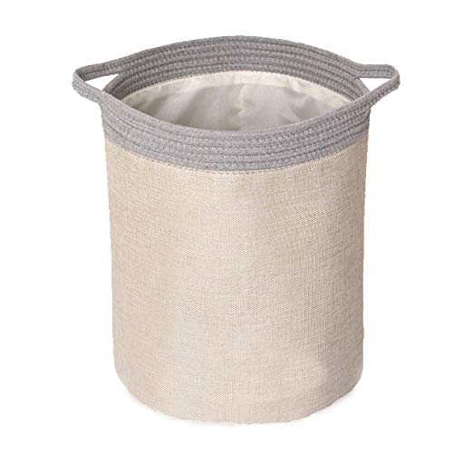 Miracle Baby Cesta Plegable Colada, Cesta Tela Almacenaje Infantil Impermeable,Cesta de Almacenamiento con doble Tela Capa para Organizadoras Juguetes Ropa(Caqui + gris),38 * 33 cm
