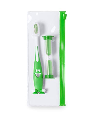 Mirven - Lote de 20 Set de Cepillo Dientes + Reloj de Arena en Estuche de Regalo! Colores variados - Cepillos de Dientes Infantiles para Niños Manuales y Baratos.