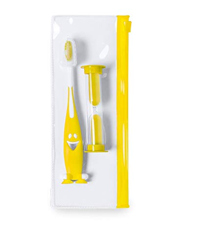 Mirven - Lote de 20 Set de Cepillo Dientes + Reloj de Arena en Estuche de Regalo! Colores variados - Cepillos de Dientes Infantiles para Niños Manuales y Baratos.