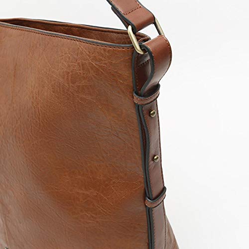 MISAKO - Bolso Grande de Mujer GUFA en color Camel | Bolso Shopper | Bolso de Hombro | Bolso Polipiel