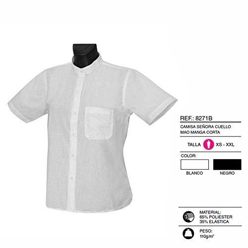 MISEMIYA - Camisa Cuello Mao Uniforme Camarera Mujer MESERO DEPENDIENTA Barman COCTELERA PROMOTRORAS Blusa - Ref.8271B - Medium, Blanco