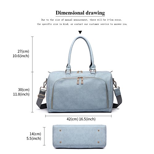 Miss Lulu - Bolsa de pañales para el cuidado del bebé, bolso de mano, de piel sintética, tamaño grande, 3 piezas (6638), color azul claro