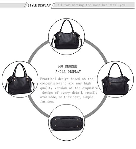 Miss Lulu Bolsos de Hombro para Mujer Cuero PU Shoppers (Negro)