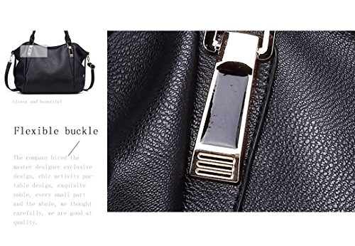 Miss Lulu Bolsos de Hombro para Mujer Cuero PU Shoppers (Negro)