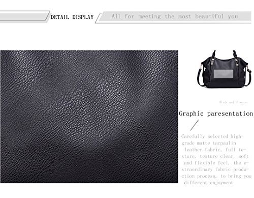 Miss Lulu Bolsos de Hombro para Mujer Cuero PU Shoppers (Negro)