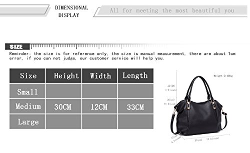 Miss Lulu Bolsos de Hombro para Mujer Cuero PU Shoppers (Negro)