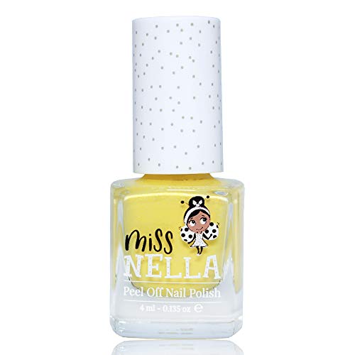 Miss Nella nueva colección de verano BANANA SPLIT- amarillo Esmalte especial para uñas con brillos para niños, fórmula despegable, a base de agua y sin olor