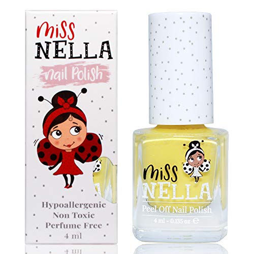Miss Nella nueva colección de verano BANANA SPLIT- amarillo Esmalte especial para uñas con brillos para niños, fórmula despegable, a base de agua y sin olor
