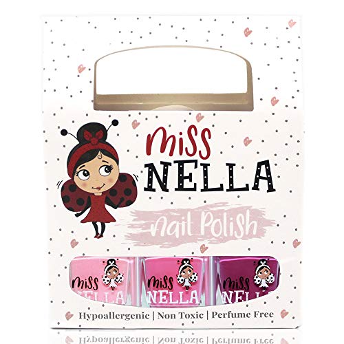 Miss Nella PAQUETE PEQUEÑO DULCE: Paquete de 3 esmaltes de uñas a base de agua, peel off, sin olor y seguro por los niños- Cheeky Bunny, Pink A Boo & Little Poppet