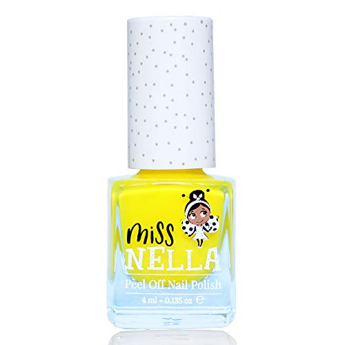 Miss Nella SUN KISSED- Esmalte amarillo especial para uñas para niños, fórmula despegable, a base de agua y sin olor