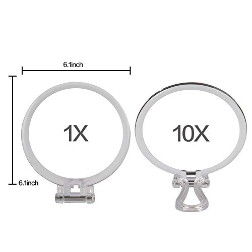 Miss Sweet Espejo de mano plegable con 10 aumentos e imagen real, espejo de viaje, S1 10X/1X Magnification