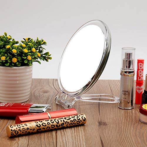 Miss Sweet Espejo de mano plegable con 10 aumentos e imagen real, espejo de viaje, S1 10X/1X Magnification