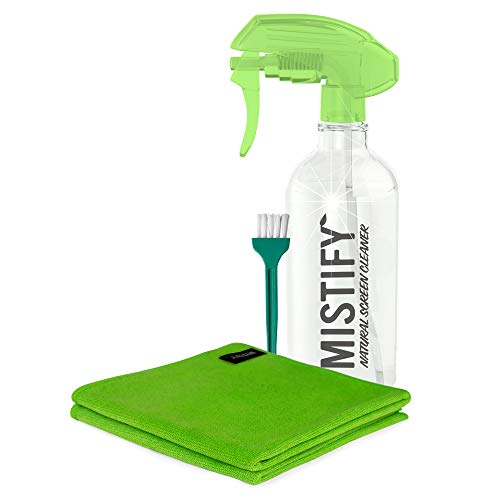 Mistify - Botella de spray gigante de 500 ml limpiador de pantalla natural y 3 gamuzas de microfibra [Smartphones Tablets Laptops TVs Touchscreen Keyboards Oleophoebic Smartwatch LED Plasma LCD TV 4K]