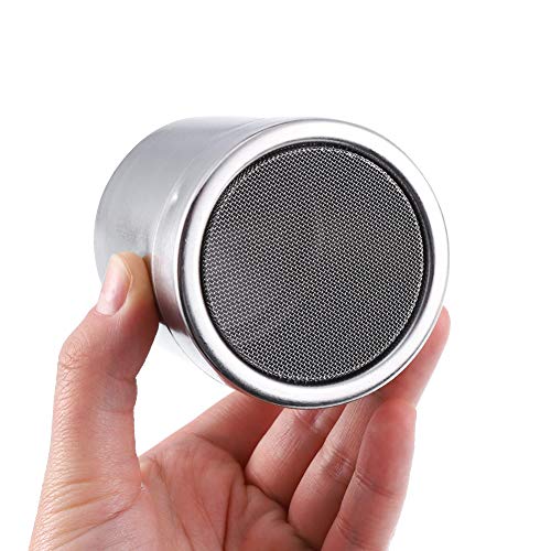 Miuse - Juego de 2 cocteleras de chocolate, acero inoxidable para glaseado de azúcar en polvo de cacao y capuchino con 16 plantillas de café y 1 pin de extracción de arte de café