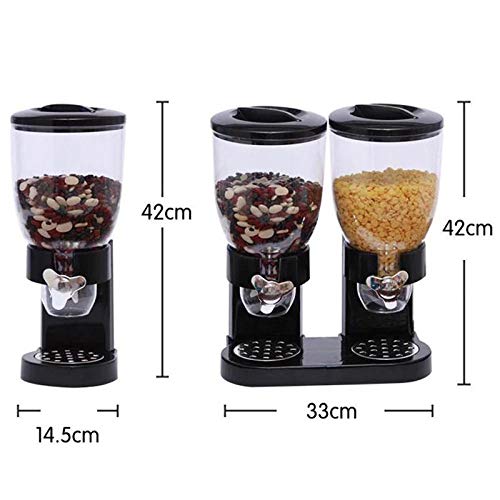 MIZUAN Dispensadores De Alimentos Secos Barriles Caja De Cereales Recipiente HerméTico Dispensador De Granos Redondos Distribuidor De Avena De 2 Tubos Recipientes De Cocina White
