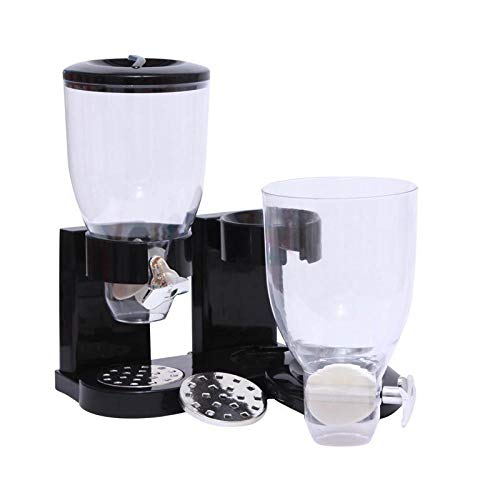 MIZUAN Dispensadores De Alimentos Secos Barriles Caja De Cereales Recipiente HerméTico Dispensador De Granos Redondos Distribuidor De Avena De 2 Tubos Recipientes De Cocina Black