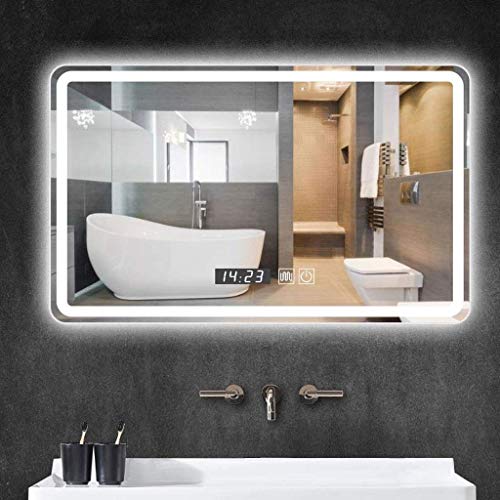MKKSLR Luz de Espejo de baño iluminada con LED Inteligente, antiniebla Apósito de Afeitar Resistente al Agua Espejo Grande (tamaño: 600 * 800 mm)