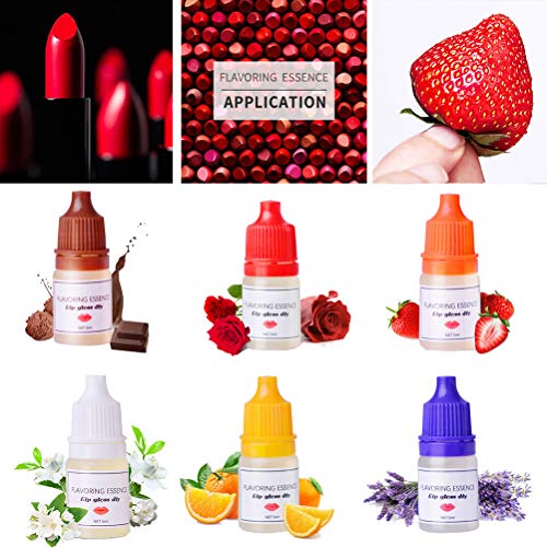 Mlamat Flavoring Essence DIY Lip Gloss Drops,6 Botellas 5ml Esencia Saborizante DIY Lip Gloss Gotas para lápiz labial