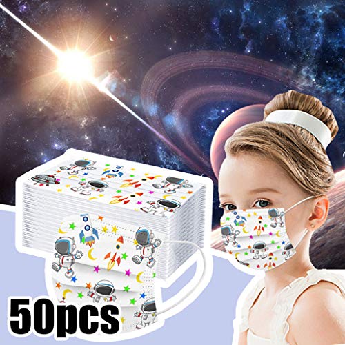 MMMYANG 50 Piezas Niños Protección, ???????????, 3 Capas Transpirables con Elástico para Los Oídos para Impresión linda Seguro Suave Transpirable Protección personal diaria