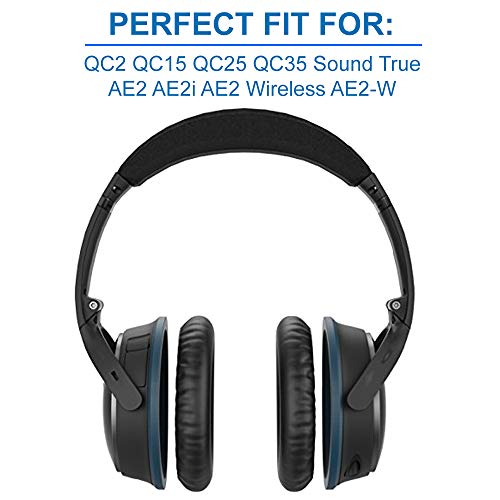 MMOBIEL Almohadillas para Auriculares Compatible con Bose Quiet Comfort QC2 QC15 QC25 QC35 AE2 AE2i AE2-W (Negro/Azul)