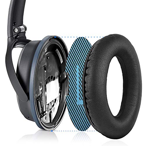 MMOBIEL Almohadillas para Auriculares Compatible con Bose Quiet Comfort QC2 QC15 QC25 QC35 AE2 AE2i AE2-W (Negro/Azul)