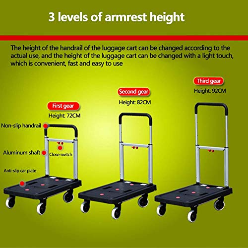 MNSSRN Plegado Plano de la Carretilla, Silent portátil Remolque de camión del hogar, Completa Plegable de Camiones, de múltiples Funciones de la Carretilla de Camiones,Negro