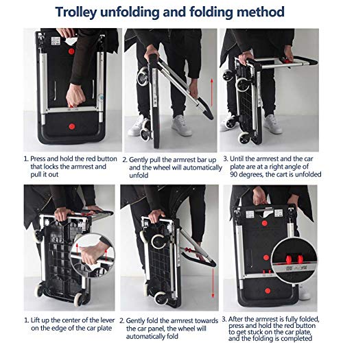 MNSSRN Plegado Plano de la Carretilla, Silent portátil Remolque de camión del hogar, Completa Plegable de Camiones, de múltiples Funciones de la Carretilla de Camiones,Negro