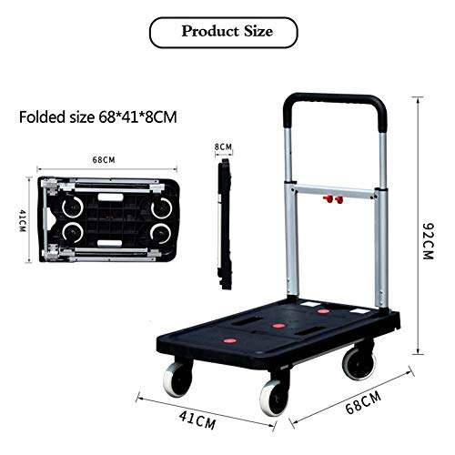 MNSSRN Plegado Plano de la Carretilla, Silent portátil Remolque de camión del hogar, Completa Plegable de Camiones, de múltiples Funciones de la Carretilla de Camiones,Negro