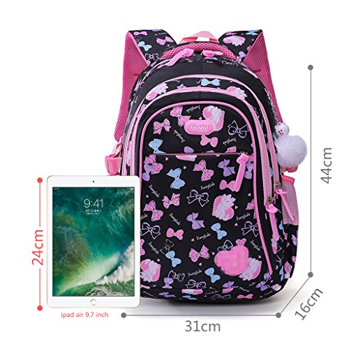 Mochila Escolar para niños, Mochila Escolar para Niñas Estudiantes Bolso Colegio Impermeable - Negro