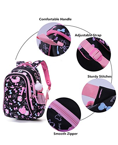 Mochila Escolar para niños, Mochila Escolar para Niñas Estudiantes Bolso Colegio Impermeable - Negro