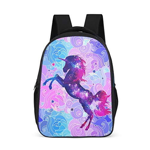 Mochila escolar para niños pequeños y niñas, lila galaxia, caballo, unicornio, mochila para niños, mochila duradera, mochila de senderismo para guarderías, escuela primaria Gris gris talla única