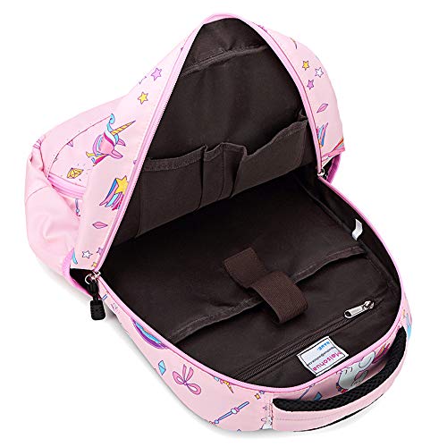 Mochila Escolar Unicornio Niña Infantil Chicas Mochila Sets de Mochila Backpack Casual Set con Bolsa del Almuerzo y Estuche de Lápices Rosa