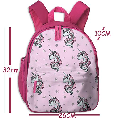 Mochila Infantil niña,Patrón de Unicornio sobre Fondo Amarillo_3828 - kennasatodesigns, para escuelas Infantiles Oxford de Tela (Rosa)