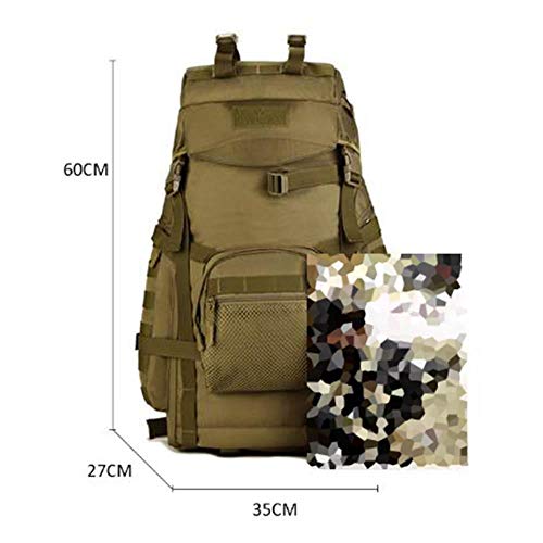 Mochila Senderismo Yuan Ou Mochila táctica Militar de 60L para Hombre, Mochila de Nailon para Viaje, Mochila para Acampar, Escalada, Bolsa para montañismo, Deporte, Caqui al Aire Libre