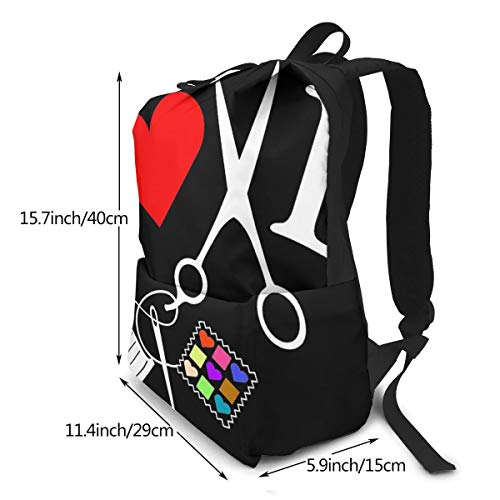 Mochila unisex con impresión 3D, tijeras de amor, hilo de aguja, mochila escolar, mochila de viaje para niños y adultos