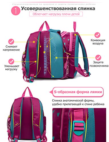 Mochilas ortopédicas para niños Mochilas Grils Impresión de Flores Satchel Multifuncional Sky Blue