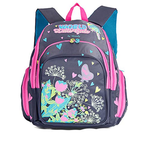 Mochilas ortopédicas para niños Mochilas Grils Impresión de Flores Satchel Multifuncional Sky Blue