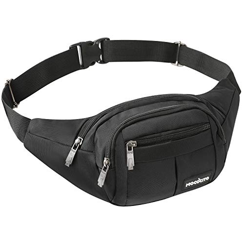 MOCOCITO Riñoneras Hombre y Mujer Impermeable con Correa Ajustable de 135 cm,Gran Capacidad para movil de 6.5´´/Llaves/Gafas/Cartera/Viajar/Correr/Moto/Bici/Acampada/Comprar[Negro]
