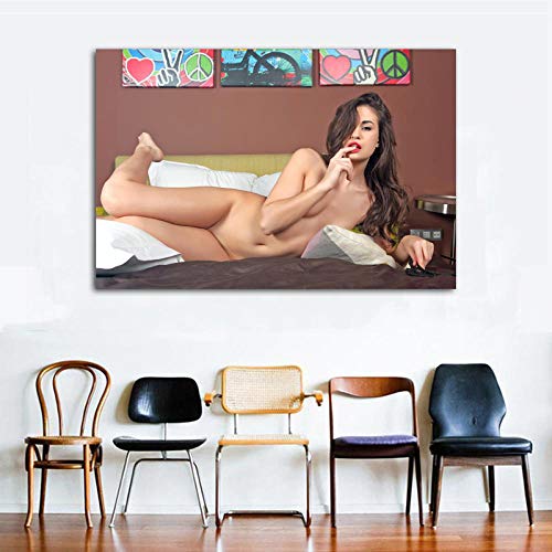 Modelo adulto piernas del cuerpo labios rojos Pretty Woman sexy girl Foto Arte de la pared Carteles Lienzos Pinturas impresas Decoración para sala de estar-60x90cm Sin marco