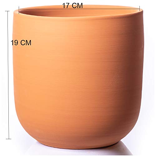 MODELO BOTE .1 MACETA DE BARRO MEDIDAS 17 DIAMETRO X 19ALTURA + 1PLATO DIAMETRO 18 CM