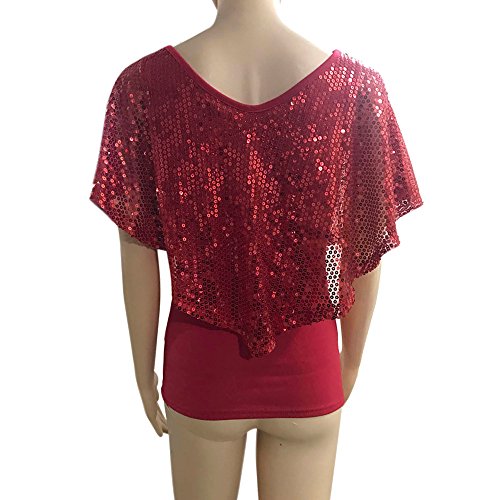 Moent Camiseta sin Mangas con Lentejuelas y Cuello en V Sexy Lentejuelas de Moda Mujer Lady Sparkle Glitter Tank Camiseta de Manga Corta Top Blusa