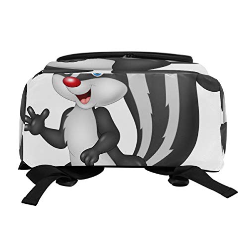 Mokale Dibujos Animados Mofeta agitando la Mano aislada en,Mochila Bolsa de Viaje Senderismo Colegio Estudiante Escuela de Viaje para Hombres o Mujeres